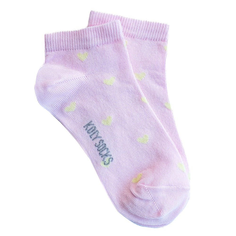 Girls light pink ankle socks with hearts