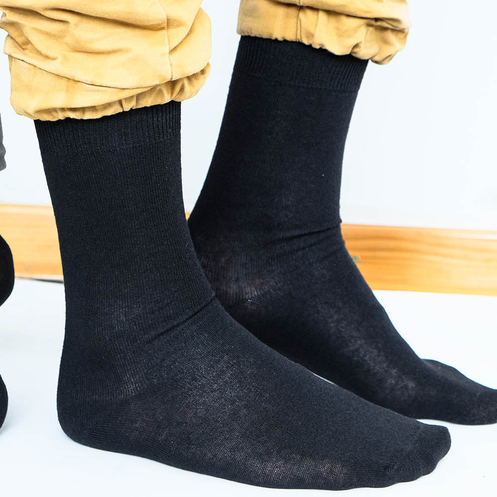 Solid black socks men