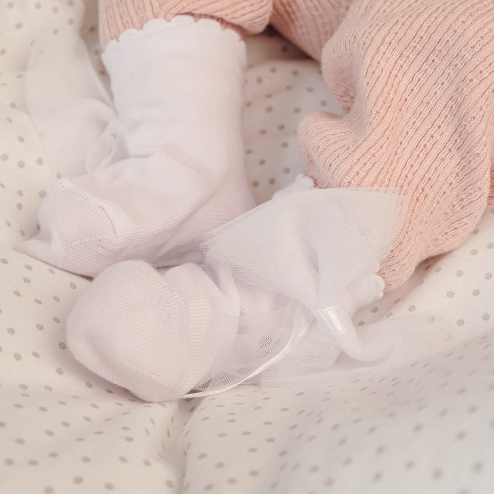 Formal socks with tulle and ribbon
