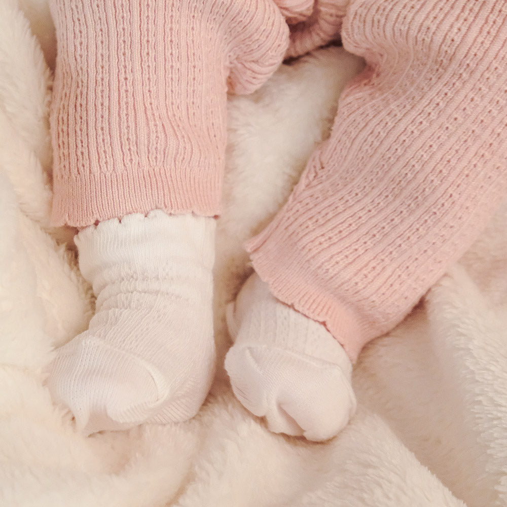 Cream festive ribbed socks