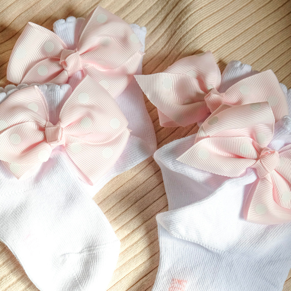 Formal socks with a light pink bow