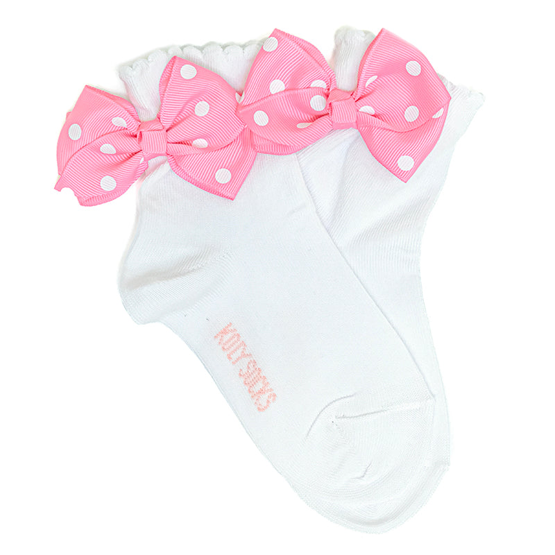 Formal socks with a dark pink bow