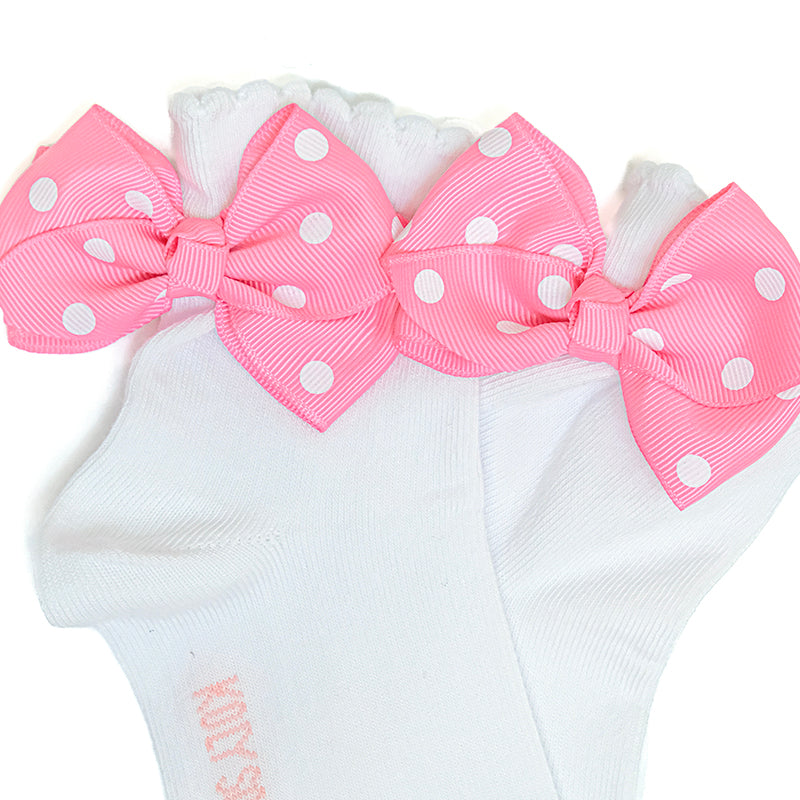 Socks with dark pink bow