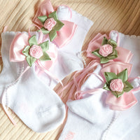 Formal socks with bow and rose