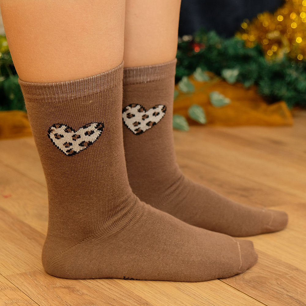 Leopard heart socks